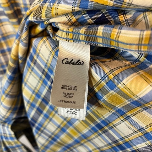 Men’s | Cabela’s Blue and Yellow Plaid Button Down | XXL - Picture 6 of 9